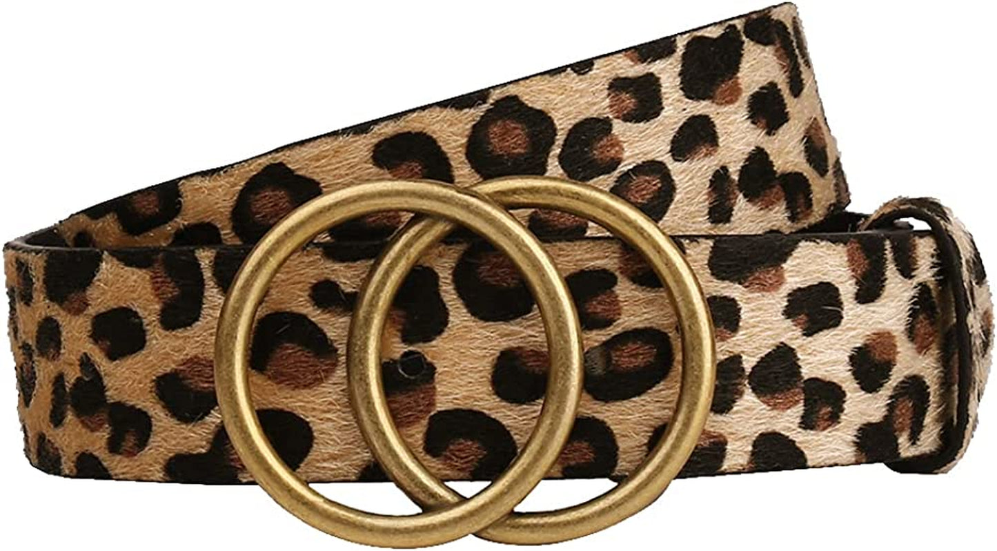 Earnda Women'S Leather Belt Fashion Soft Faux Leather Waist Belts for Jeans Dress Apparel & Accessories > Clothing Accessories > Belts Earnda Leopard Small: fits waist from 27"-30"