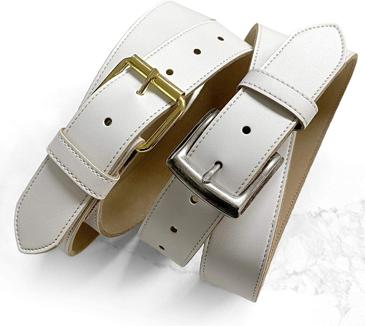 White Belt Cowhide Leather Replacement Casual Belt Strap 1-1/2"(38Mm) Wide, Multi-Style Options Apparel & Accessories > Clothing Accessories > Belts Belts.com