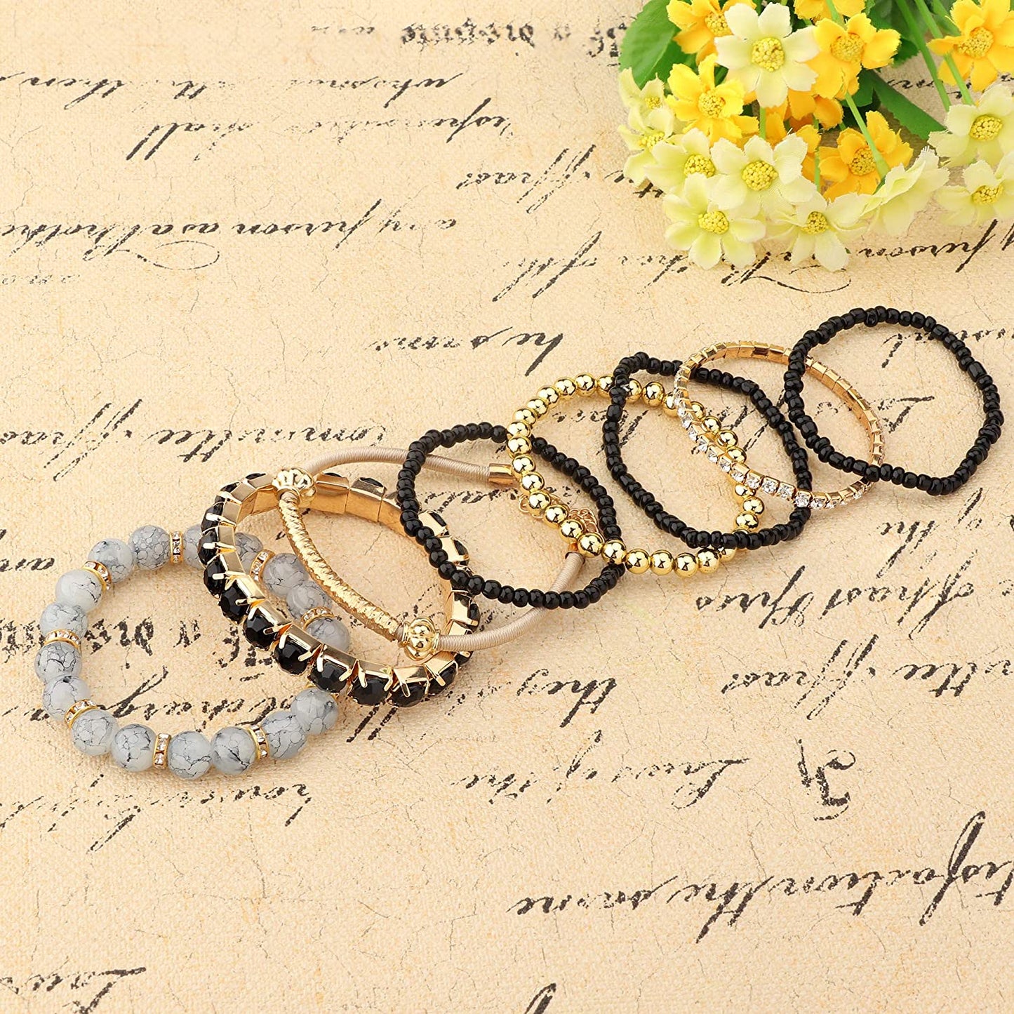 MILACOLATO 2-4 Sets Beaded Bracelets for Women Stackable Bracelets Aesthetic Stretch Multilayered Bracelets Set Bohemian Bracelet Apparel & Accessories > Jewelry > Bracelets Milacolato