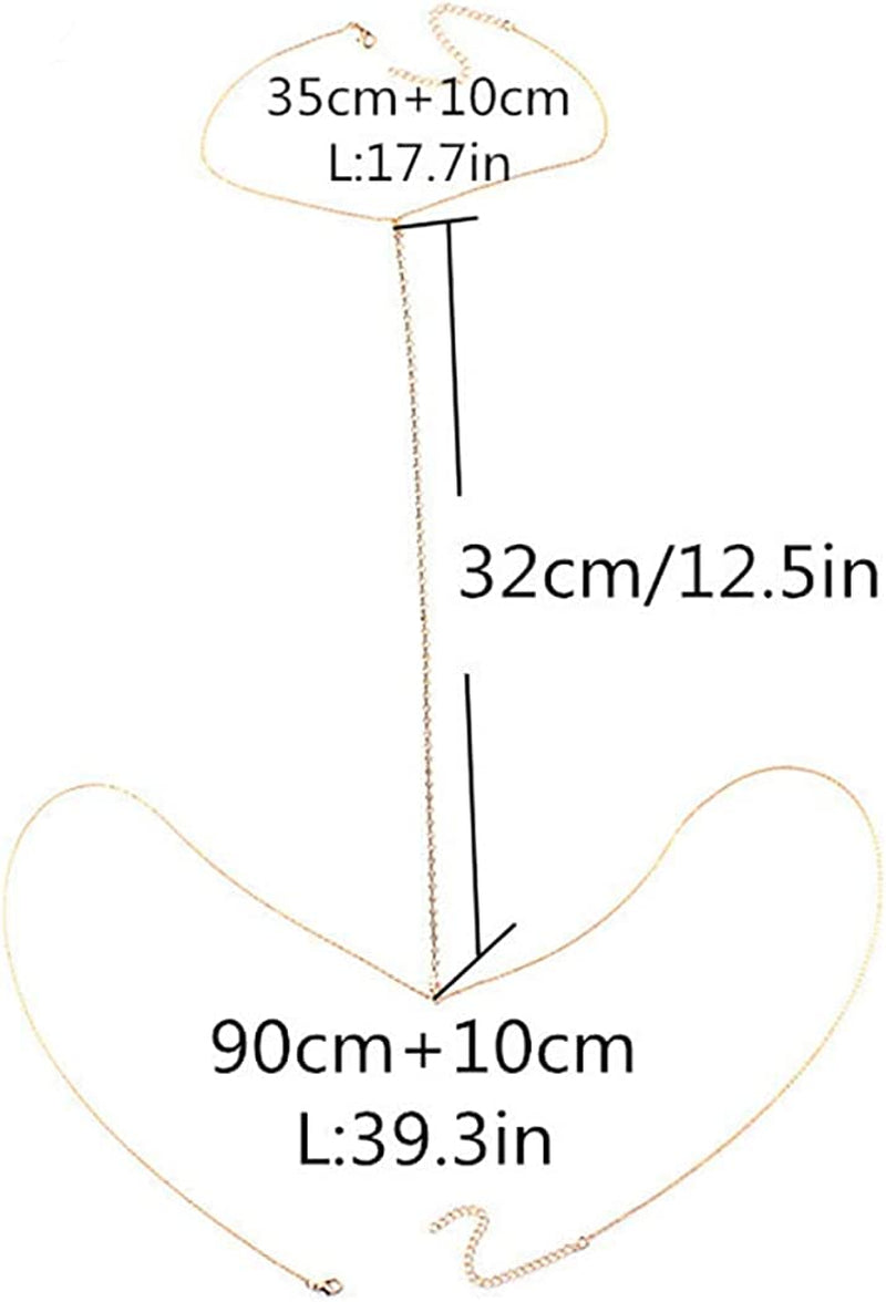 Bomine Rhinestone Body Chain Bra Crystal Bikini Body Jewelry Necklace Bikini Sexy Chains for Women and Girls (Gold) Apparel & Accessories > Jewelry > Body Jewelry Bomine