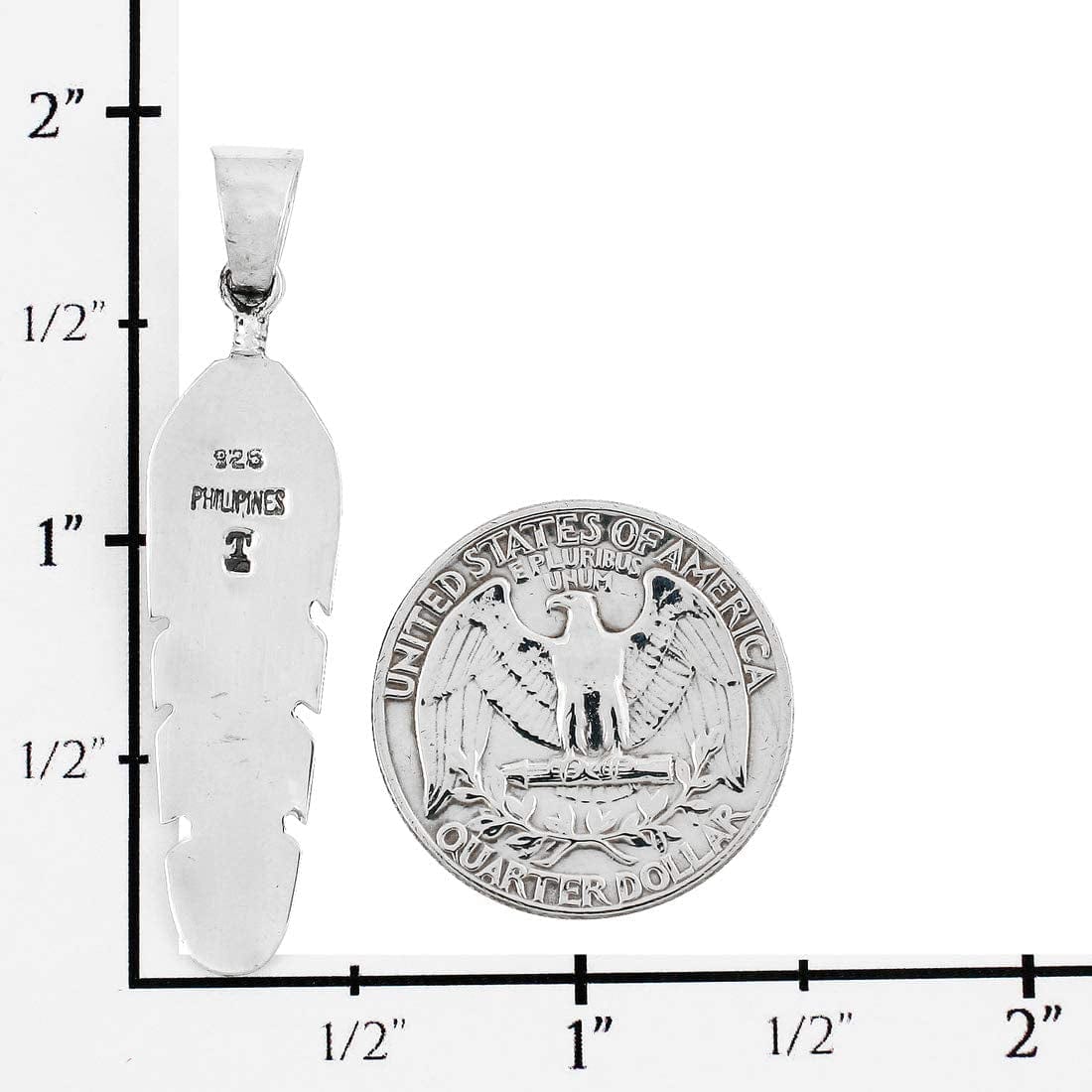 Feather Turquoise Pendant Necklace 20" Sterling Silver 925 Genuine Gemstones (Choose Color) Turquoise