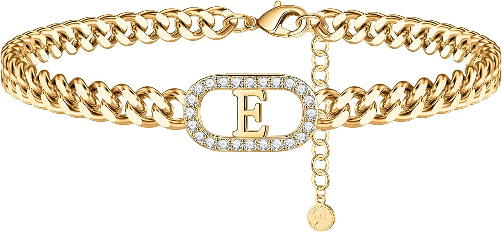 IEFWELL Gold Initial Ankle Bracelets for Women, 14K Gold Filled Gold Anklets for Women Cuban Link Anklets for Women Handmade Gold Ankle Bracelets for Women Ankle Bracelets Gold Jewelry Apparel & Accessories > Jewelry > Anklets IEFWELL E