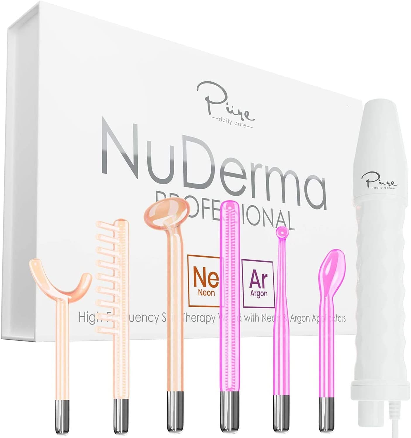 Nuderma Professional Skin Therapy Wand - Portable High Frequency Skin Therapy Machine with 6 Neon & Argon Wands – Boost Your Skin – Clear Firm & Tighten Health & Beauty > Personal Care > Cosmetics > Cosmetic Tools > Skin Care Tools Pure Daily Care