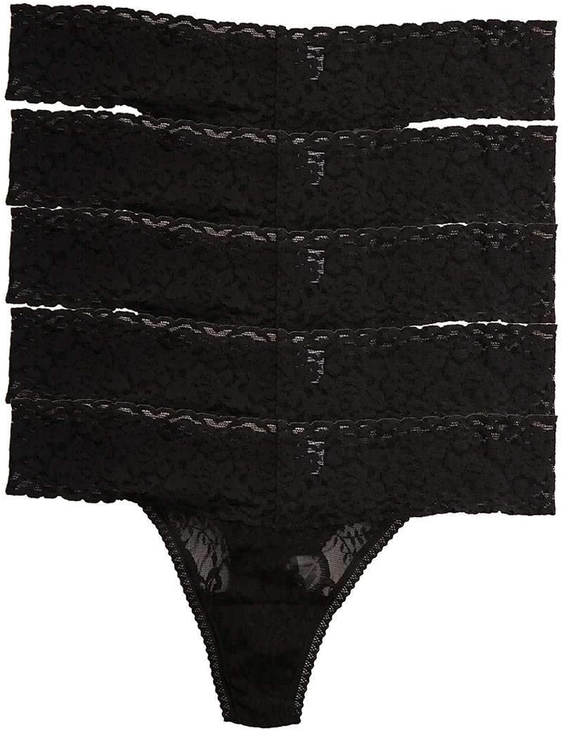 Felina | Signature Stretchy Lace Low Rise Thong 5-Pack | Panty Black / Small-Medium