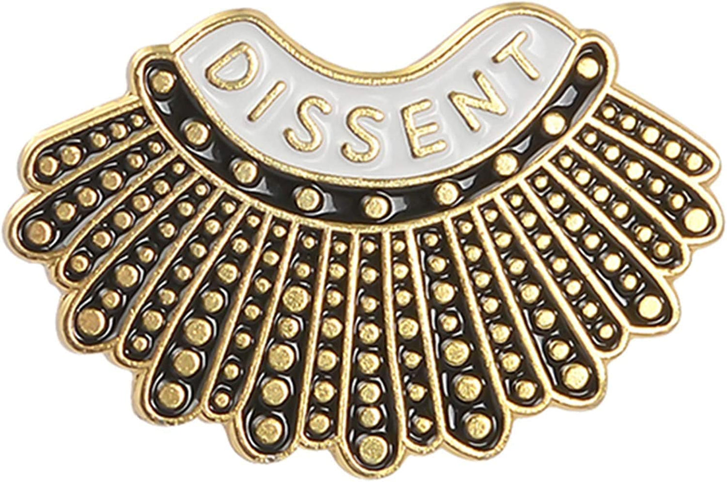 Feminism DISSENT Enamel Pin Ruth Bader Ginsburg Female Justice Brooches Steampunk Gold Pleated Skirt Lapel Badge Pins for Women