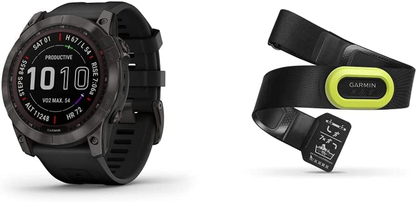 Fenix 7S Solar, Smaller Sized Adventure Smartwatch, with Solar Charging Capabilities, Rugged Outdoor Watch with GPS, Touchscreen, Health and Wellness Features, Slate Gray with Black Band Carbon Gray DLC Titanium w/ Black Band / 7X Sapphire Solar / 7X Sapphire Solar + Chest Strap