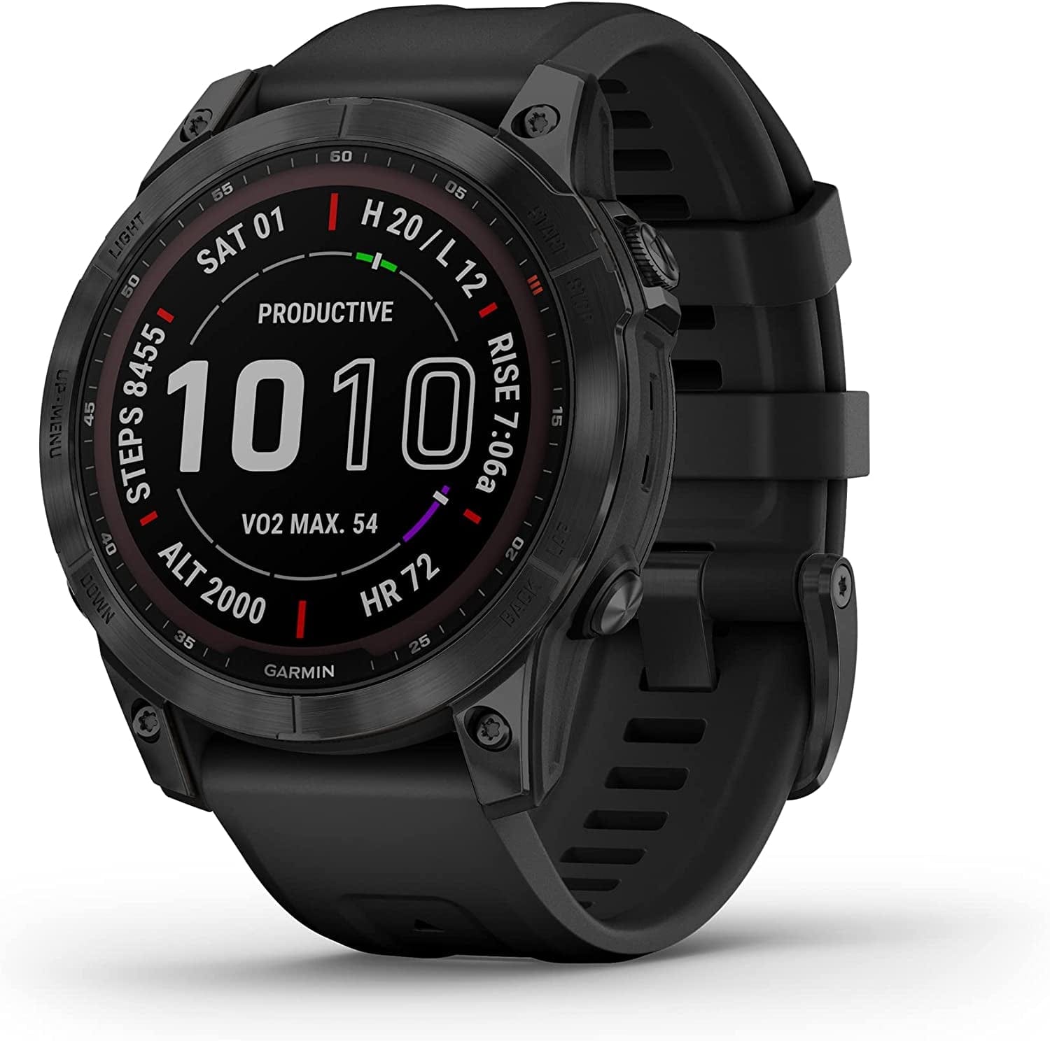 Fenix 7S Solar, Smaller Sized Adventure Smartwatch, with Solar Charging Capabilities, Rugged Outdoor Watch with GPS, Touchscreen, Health and Wellness Features, Slate Gray with Black Band Black DLC Titanium with Black Band / 7 Sapphire Solar / Smartwatch