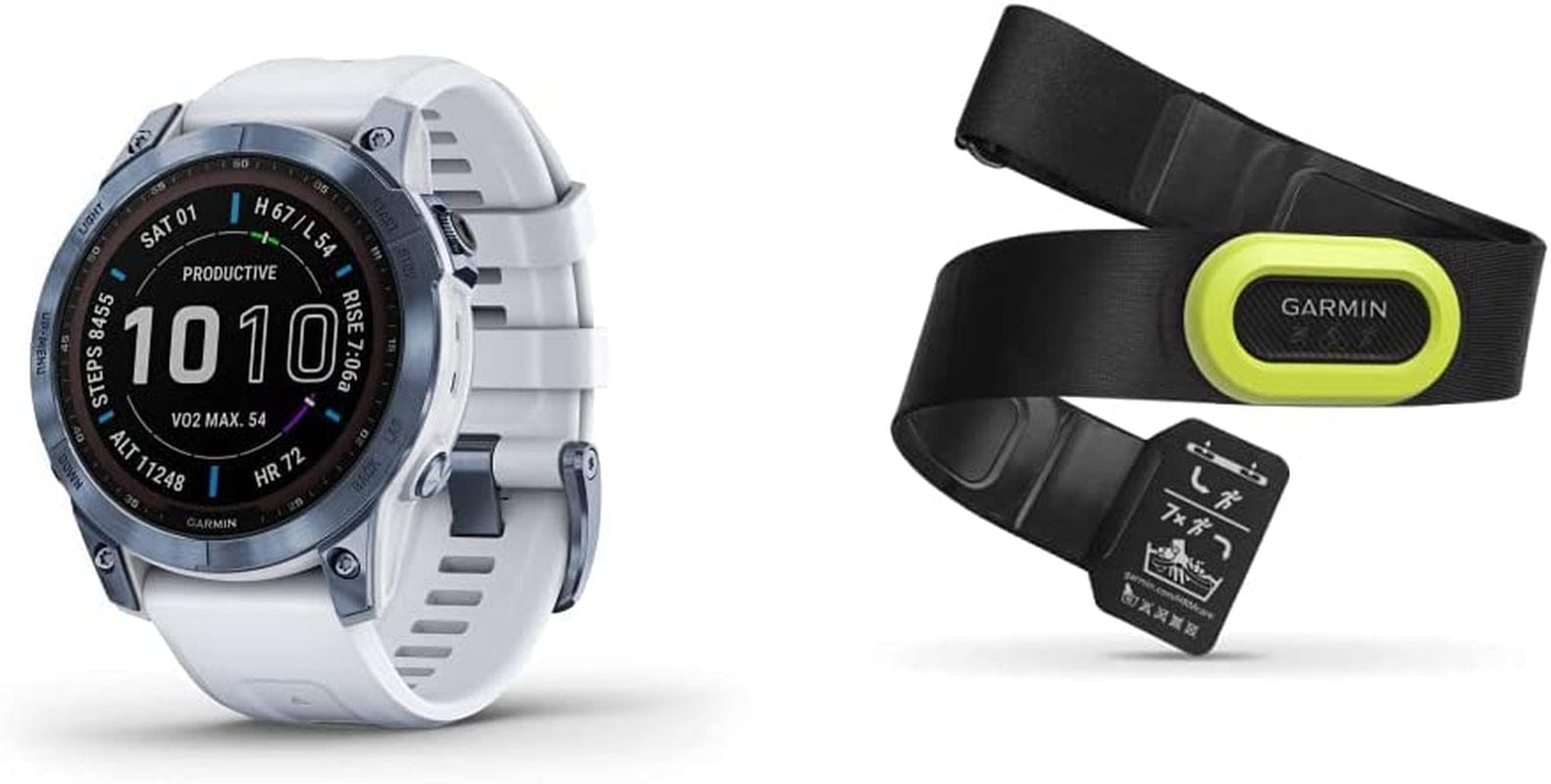 Fenix 7S Solar, Smaller Sized Adventure Smartwatch, with Solar Charging Capabilities, Rugged Outdoor Watch with GPS, Touchscreen, Health and Wellness Features, Slate Gray with Black Band Mineral Blue DLC Titanium with Whitestone Band / 7 Sapphire Solar / Smartwatch + Strap