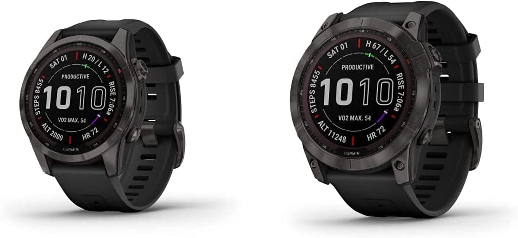 Fenix 7S Solar, Smaller Sized Adventure Smartwatch, with Solar Charging Capabilities, Rugged Outdoor Watch with GPS, Touchscreen, Health and Wellness Features, Slate Gray with Black Band Carbon Gray DLC Titanium with Shale Gray Band / 7S Sapphire Solar / Smartwatch + Solar