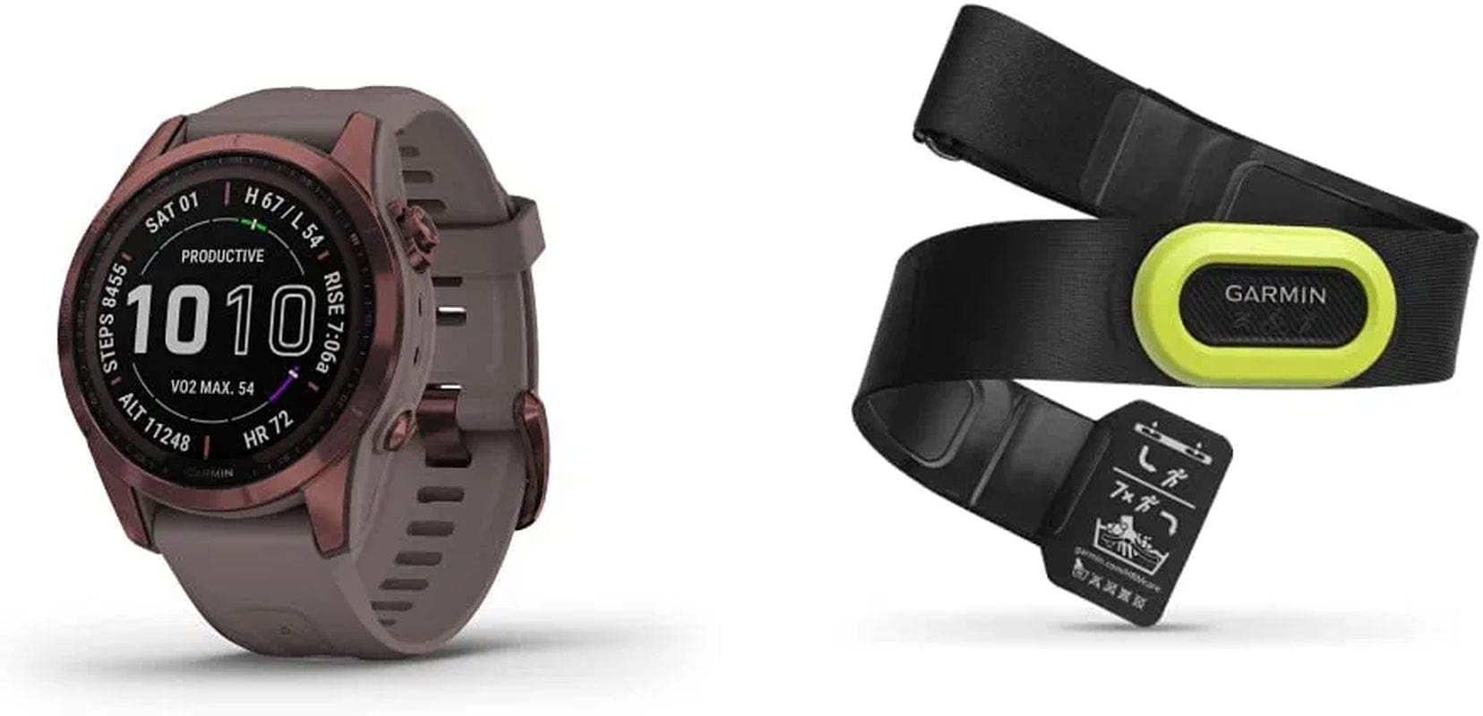 Fenix 7S Solar, Smaller Sized Adventure Smartwatch, with Solar Charging Capabilities, Rugged Outdoor Watch with GPS, Touchscreen, Health and Wellness Features, Slate Gray with Black Band Dark Bronze Titanium with Shale Gray Band / 7S Sapphire Solar / Smartwatch + Strap