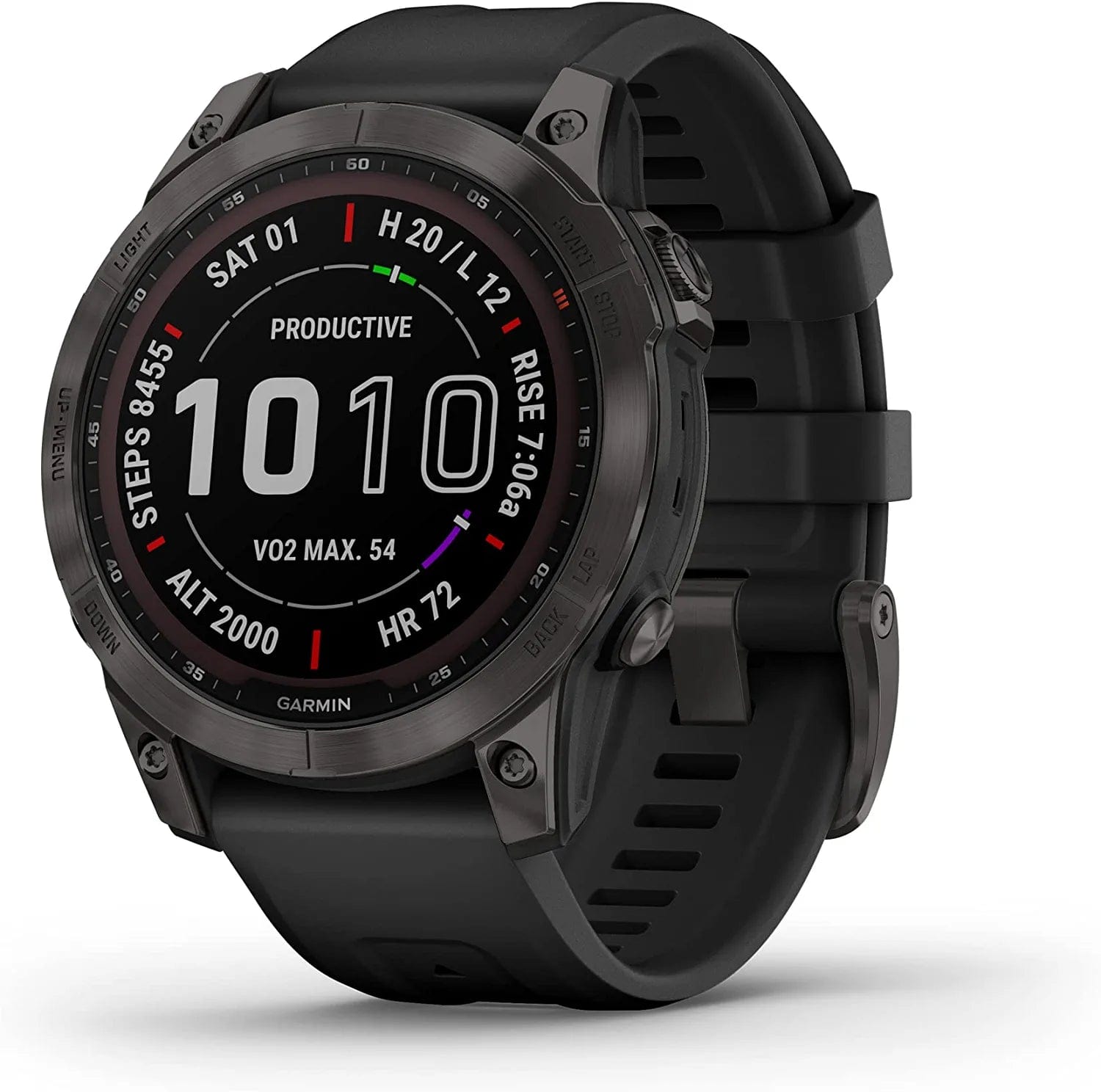 Fenix 7S Solar, Smaller Sized Adventure Smartwatch, with Solar Charging Capabilities, Rugged Outdoor Watch with GPS, Touchscreen, Health and Wellness Features, Slate Gray with Black Band Carbon Gray DLC Titanium with Black Band / 7 Sapphire Solar / Smartwatch
