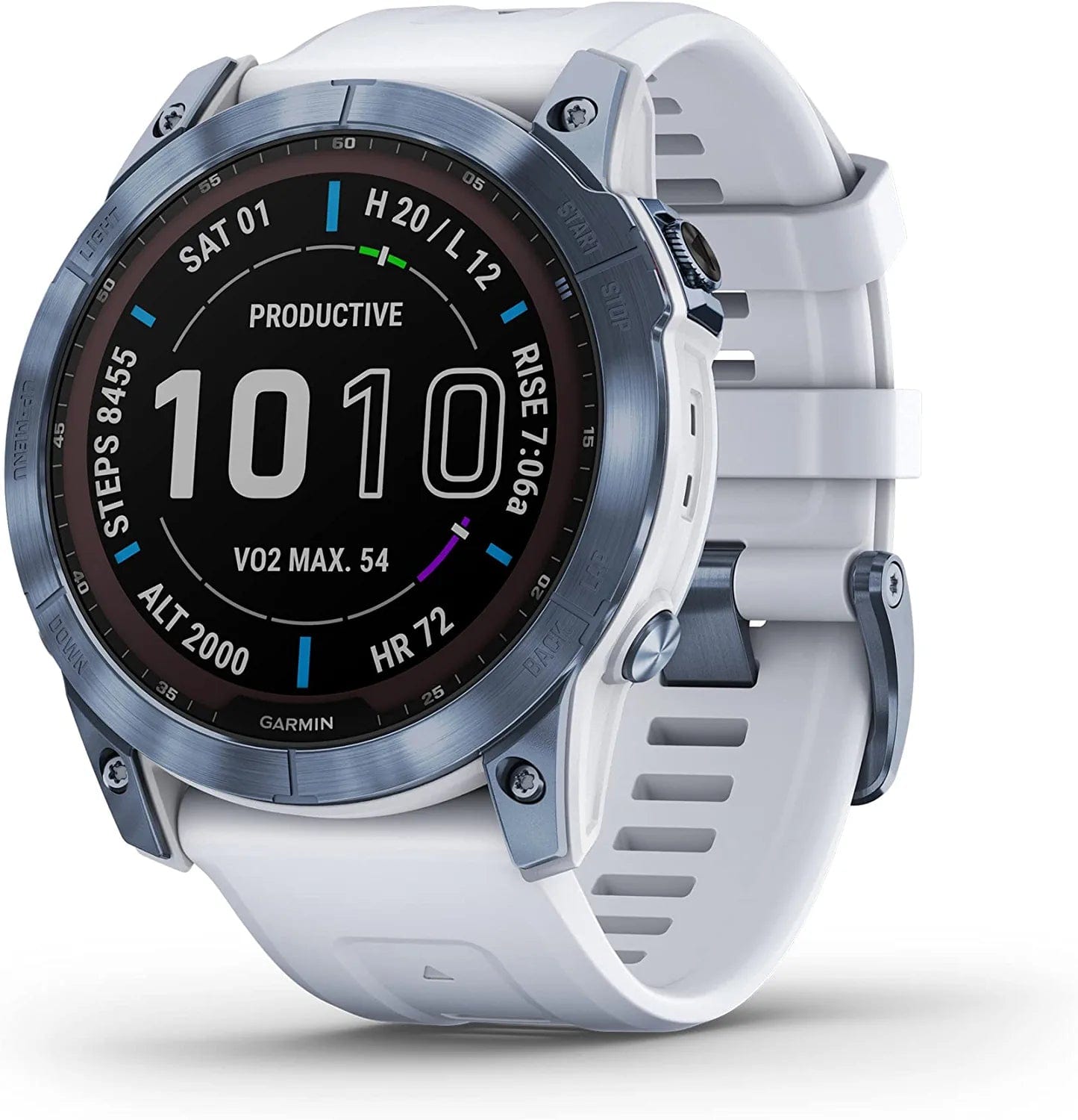 Fenix 7S Solar, Smaller Sized Adventure Smartwatch, with Solar Charging Capabilities, Rugged Outdoor Watch with GPS, Touchscreen, Health and Wellness Features, Slate Gray with Black Band Mineral Blue DLC Titanium w/ Whitestone Band / 7X Sapphire Solar / Smartwatch