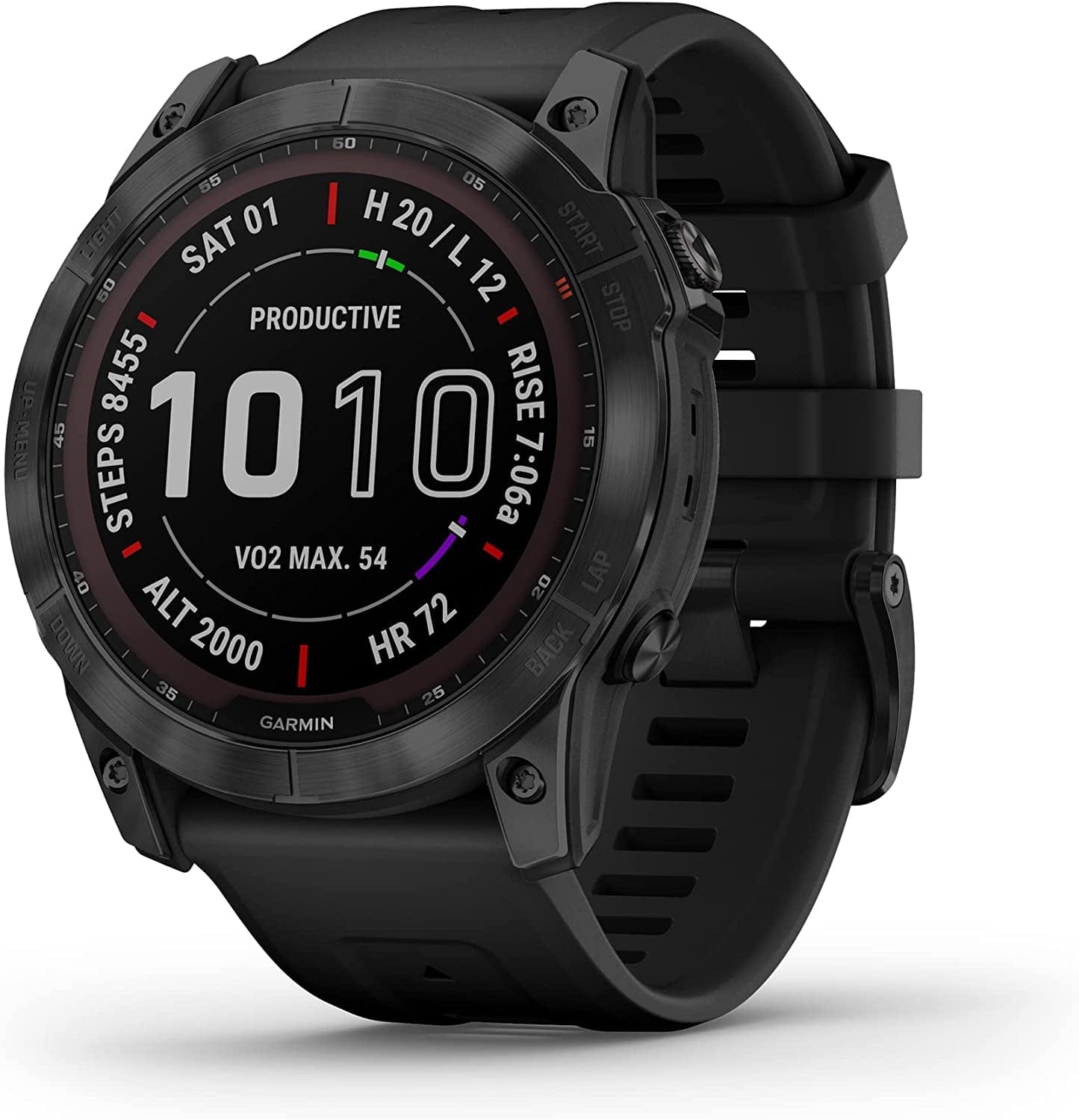 Fenix 7S Solar, Smaller Sized Adventure Smartwatch, with Solar Charging Capabilities, Rugged Outdoor Watch with GPS, Touchscreen, Health and Wellness Features, Slate Gray with Black Band Black DLC Titanium w/ Black Band / 7X Sapphire Solar / Smartwatch