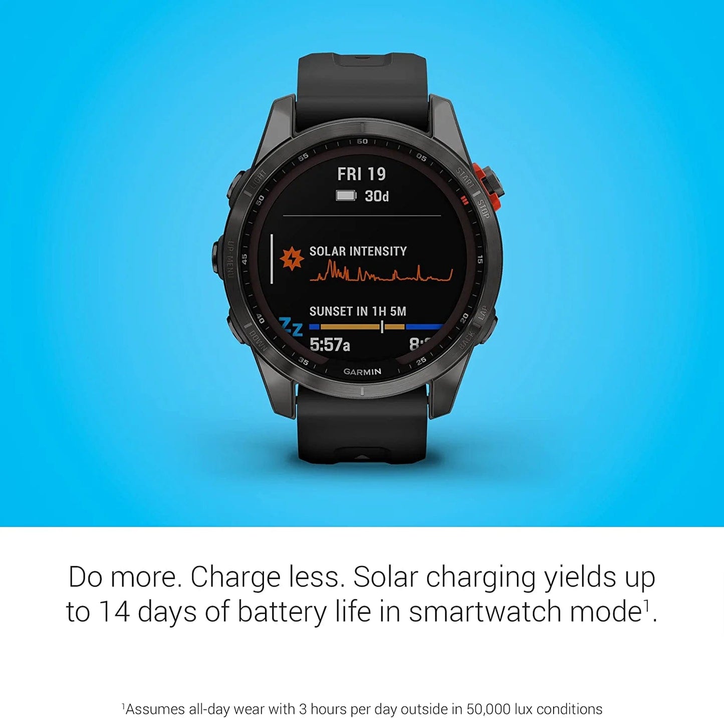Fenix 7S Solar, Smaller Sized Adventure Smartwatch, with Solar Charging Capabilities, Rugged Outdoor Watch with GPS, Touchscreen, Health and Wellness Features, Slate Gray with Black Band