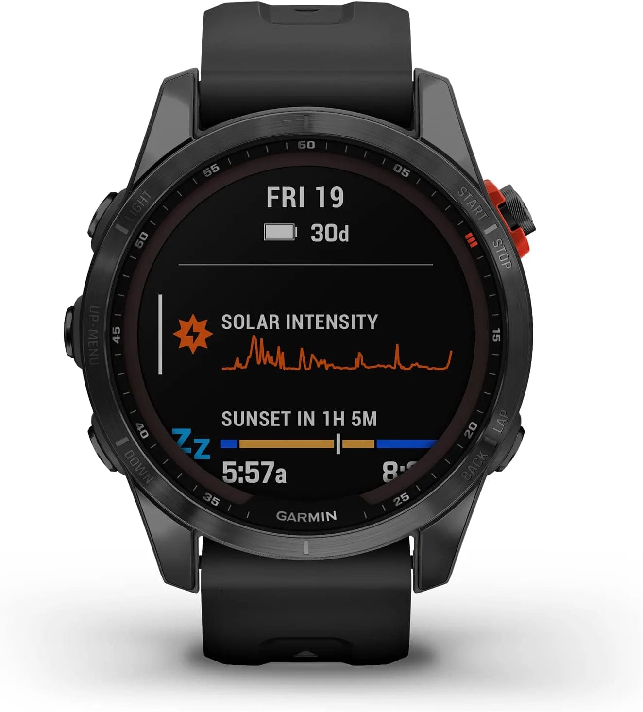 Fenix 7S Solar, Smaller Sized Adventure Smartwatch, with Solar Charging Capabilities, Rugged Outdoor Watch with GPS, Touchscreen, Health and Wellness Features, Slate Gray with Black Band