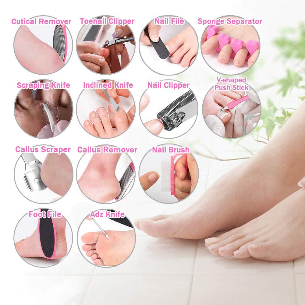 SYNCHAIN 30 in 1 Professional Pedicure Kit, Foot Care Pedicure Tools Set Stainless Steel Foot File Exfoliation Foot Dead Skin Remover Nail Toenail Clipper for Men, Women, Home, Travel, Salon Health & Beauty > Personal Care > Foot Care Synchain