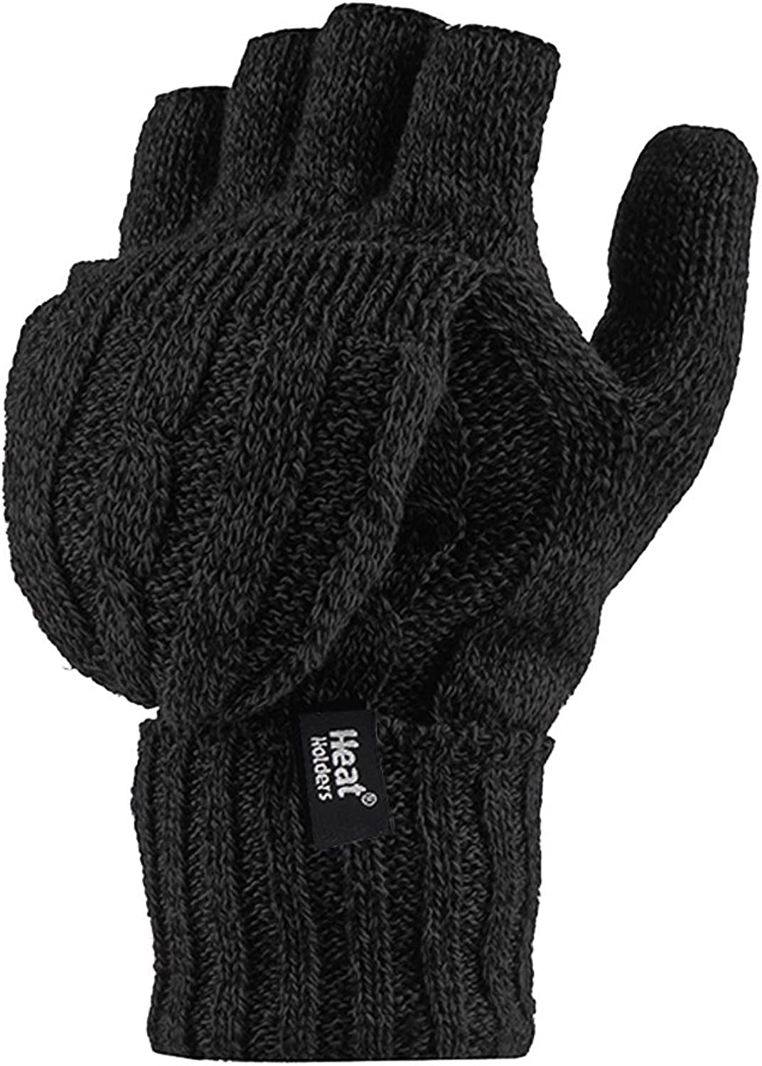Heat Holders - Women'S Thermal Converter Fingerless Cable Knit 2.3 Tog Gloves - One Size Apparel & Accessories > Clothing Accessories > Gloves & Mittens HEAT HOLDERS Black