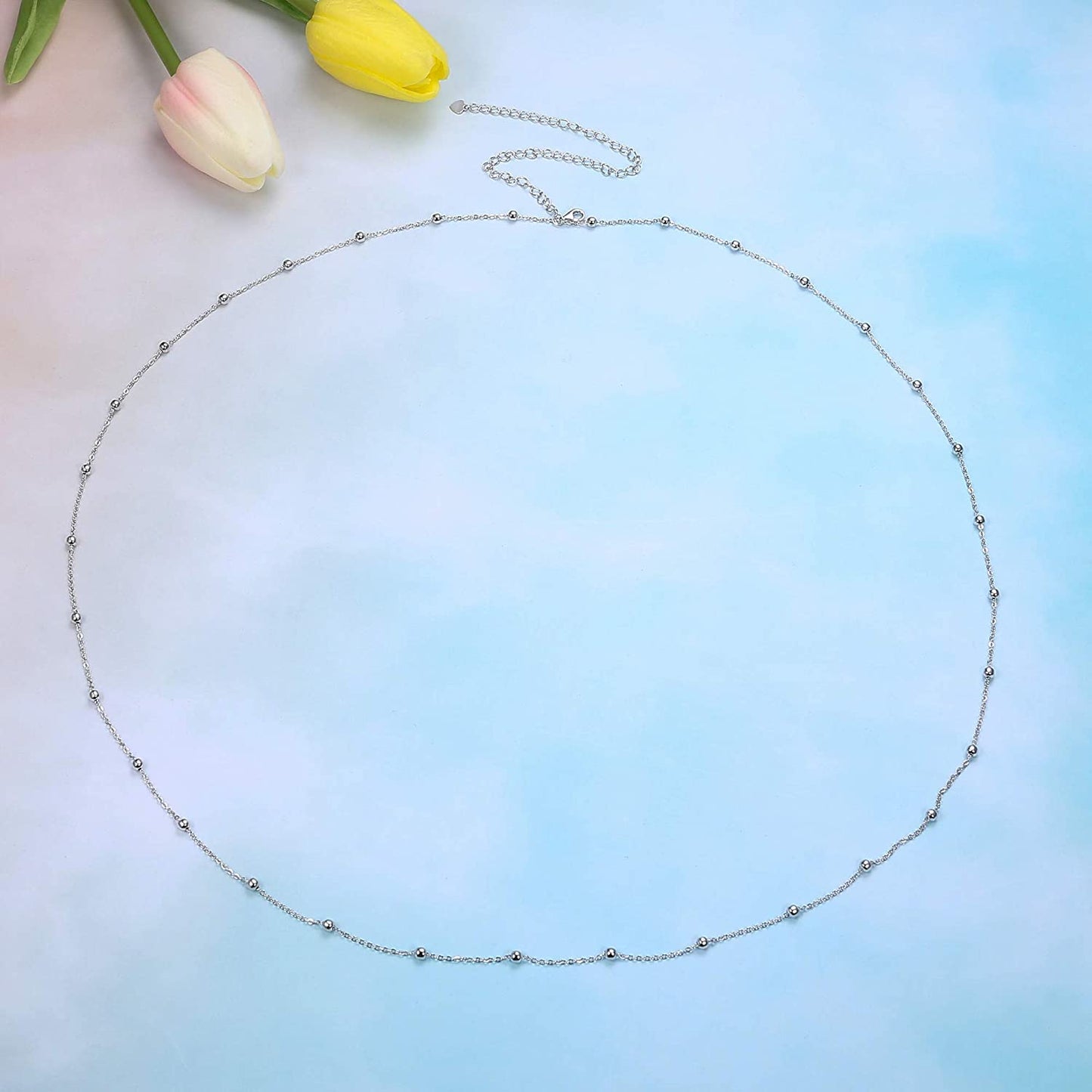 Sllaiss 925 Sterling Silver Beach Body Waist Chain Minimalist Beach Body Belt Chain Beaded Belly Chain for Women Body Jewelry Apparel & Accessories > Jewelry > Body Jewelry Sllaiss