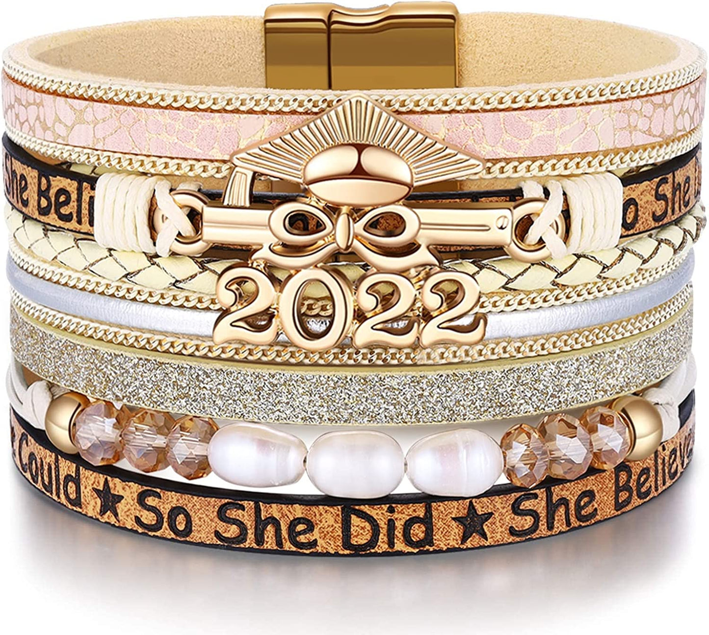 Inspirational Graduation Gifts for Her 2022 Bracelets College High School Graduate Present for Girls Boys Apparel & Accessories > Jewelry > Bracelets Desimtion C-Graduation 2022