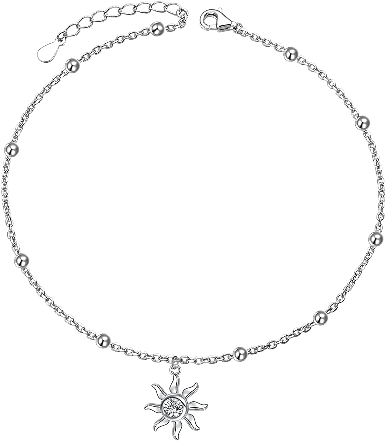 DAOCHONG Anklet for Women S925 Sterling Silver Adjustable Foot Chain Ankle Bracelet Anklets Jewelry Apparel & Accessories > Jewelry > Anklets harmonyball jewelry 07_Sun