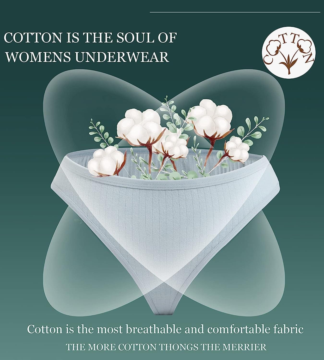 FINETOO 10 Pack Cotton Thongs for Women Breathable Low Rise Bikini Lady Panties Womens Underwear Sexy S-XL