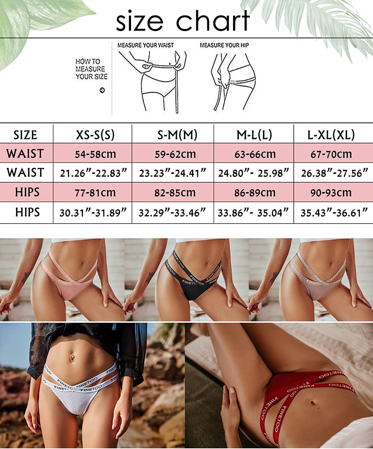 FINETOO 6 Pack Cotton Thongs for Women Cross Strap Panties Stretch Low Rise Hipster V String Underwear Sexy S-XL