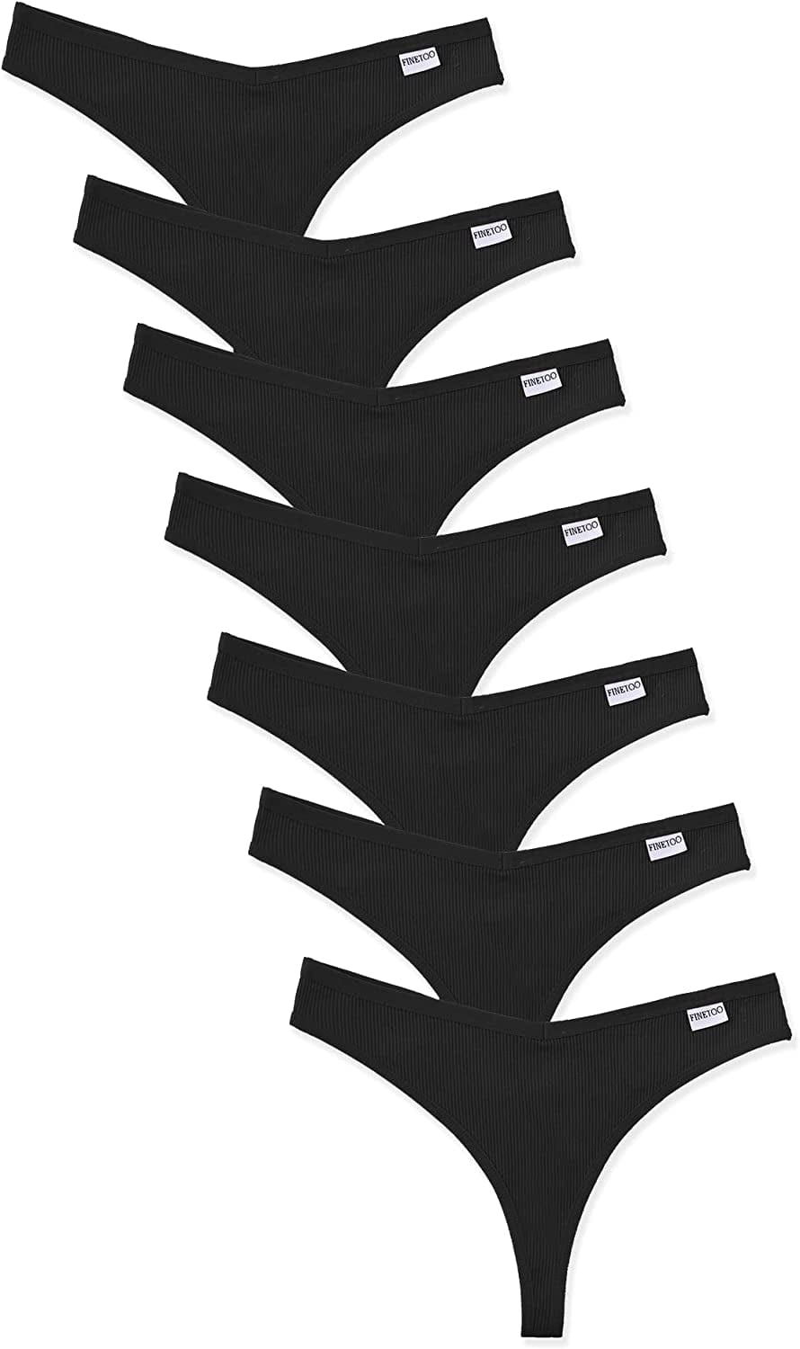 FINETOO 7 Pack Womens Thongs Underwear Cotton Breathable Low Rise Hipster Panties Sexy S-XL Black / Small