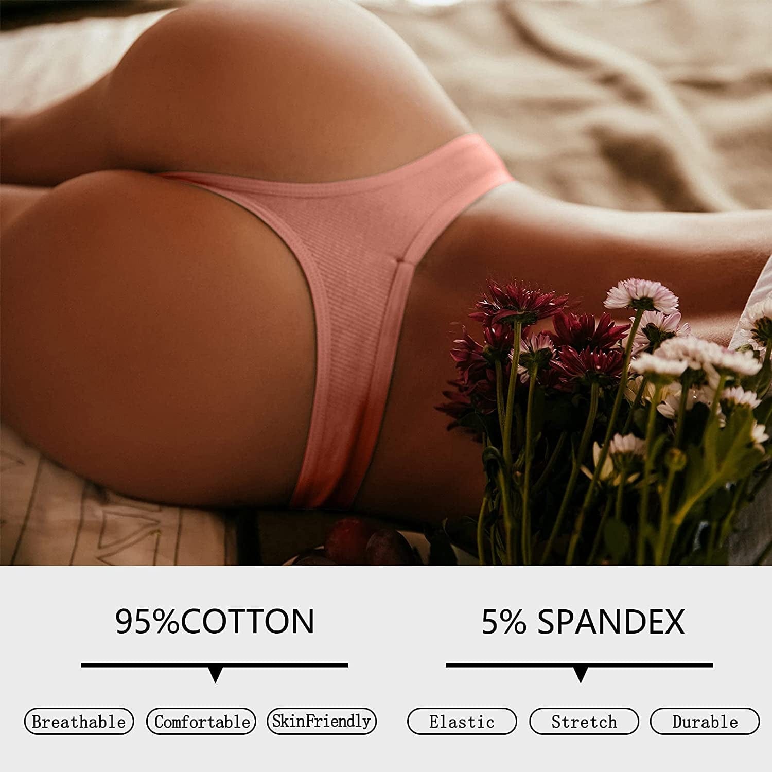 FINETOO 7 Pack Womens Thongs Underwear Cotton Breathable Low Rise Hipster Panties Sexy S-XL