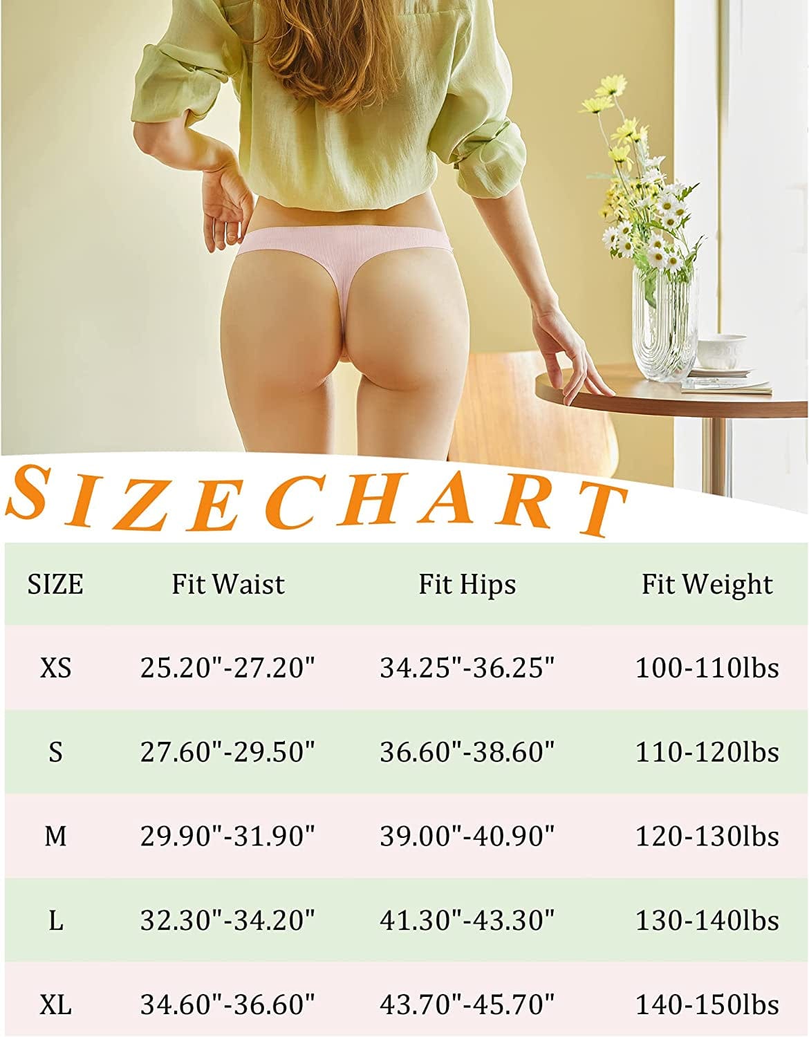 FINETOO Seamless Thongs for Women No Show Thong with Ribbed Soft Invisible Panties Womens Underwear Sexy 6 Pack XS-XL