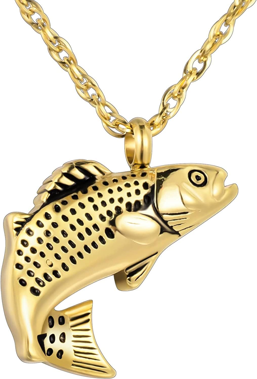 Fish Urn Cremation Necklace for Ashes Urn Necklaces for Human Ashes in Loving Memory of Dad Fishing Locket Ashes Holder Keepsake Cremation Memorial Pendant Jewelry gold fish