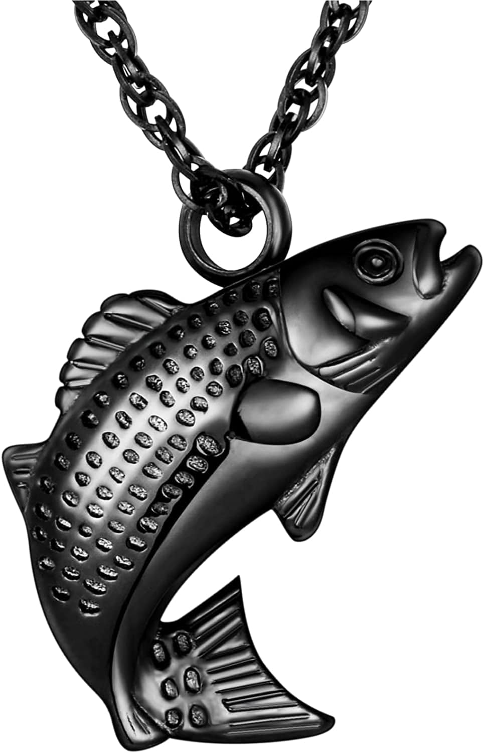 Fish Urn Cremation Necklace for Ashes Urn Necklaces for Human Ashes in Loving Memory of Dad Fishing Locket Ashes Holder Keepsake Cremation Memorial Pendant Jewelry black fish