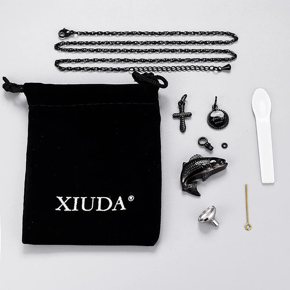 Fish Urn Cremation Necklace for Ashes Urn Necklaces for Human Ashes in Loving Memory of Dad Fishing Locket Ashes Holder Keepsake Cremation Memorial Pendant Jewelry