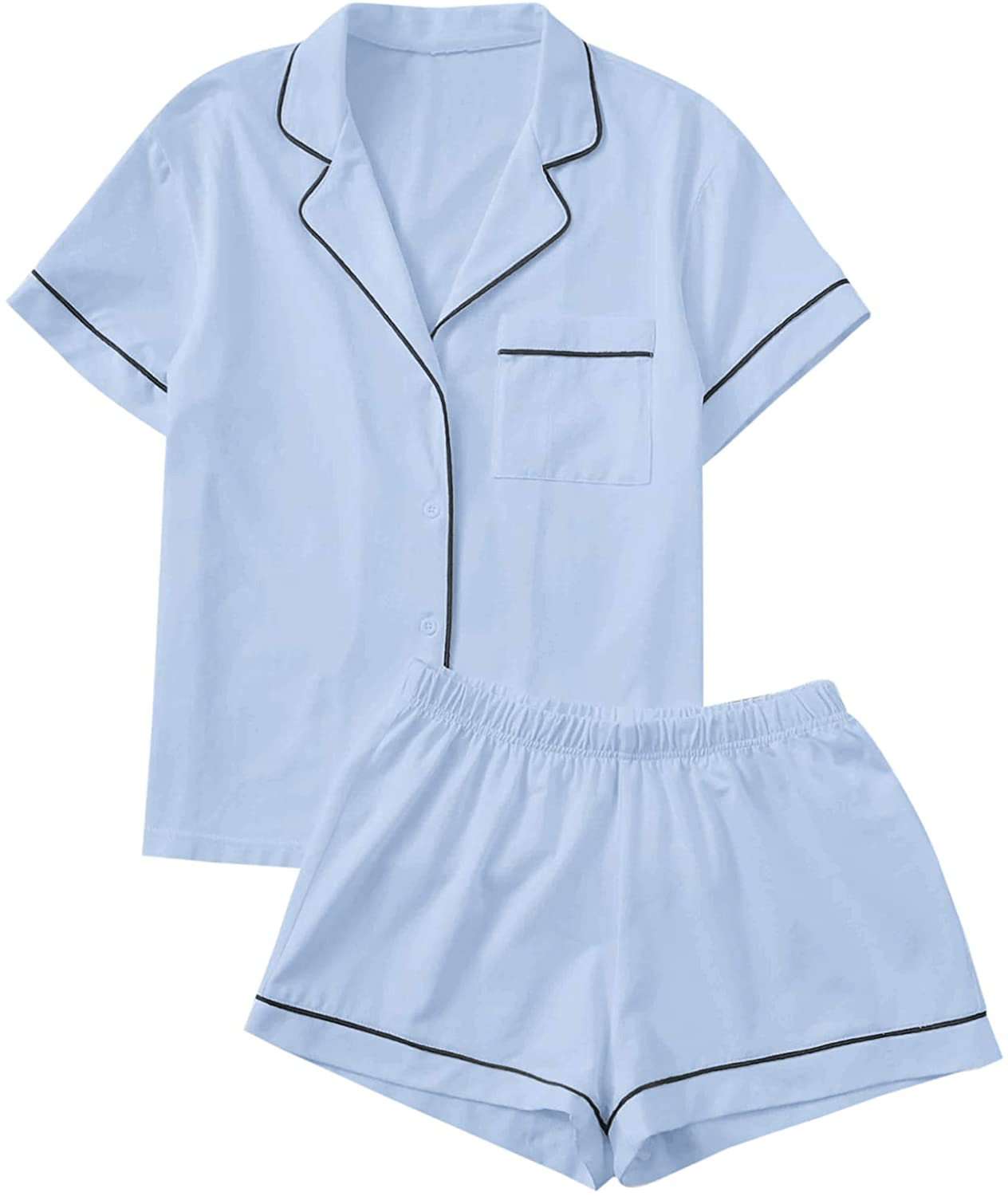 Floerns Women's Notch Collar Short Sleeve Sleepwear Two Piece Pajama Set Apparel & Accessories > Clothing > Sleepwear & Loungewear > Pajamas Floerns