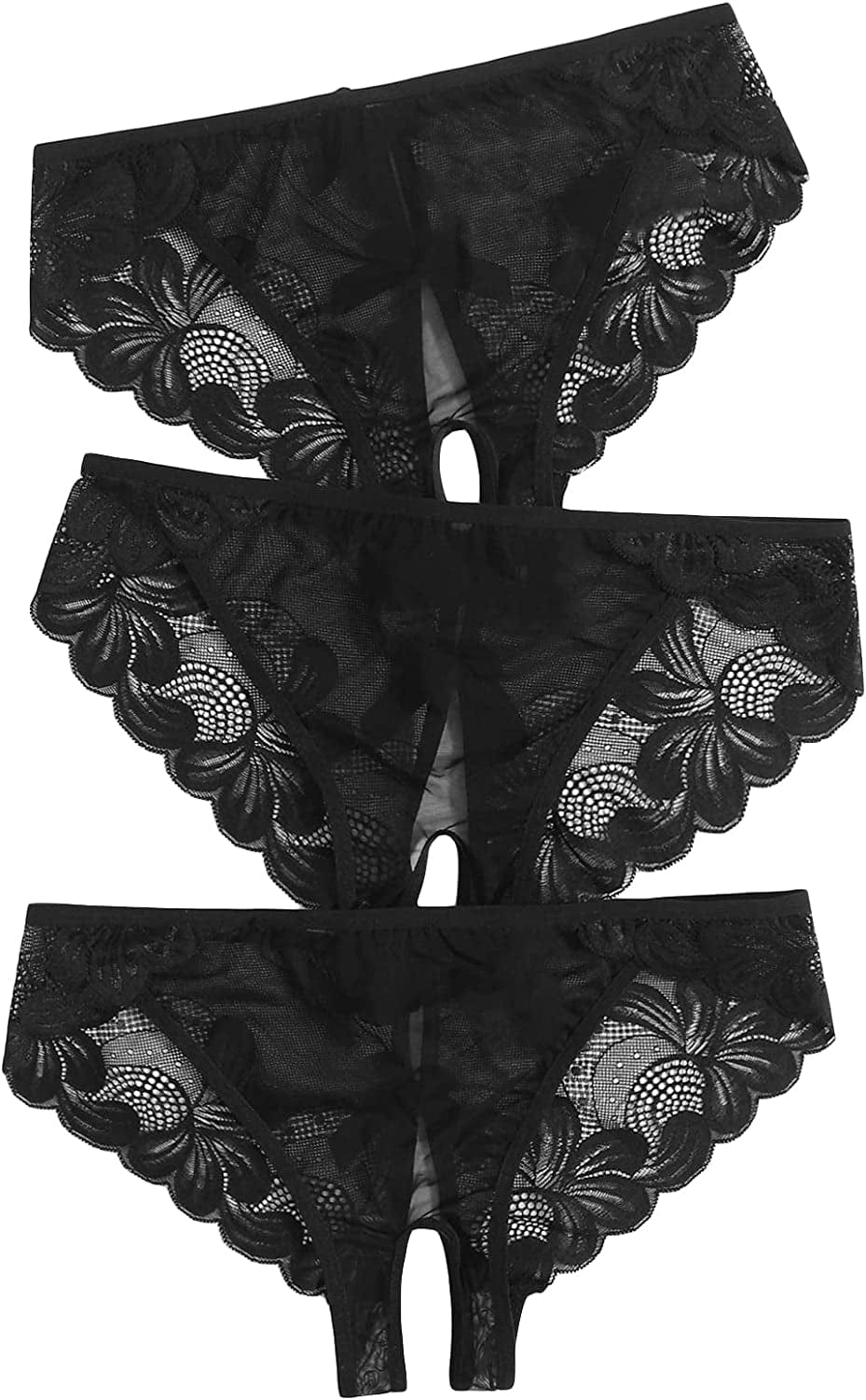 Floerns Women'S plus Size 2 Pack Lace Seamless V-Strings Thong Panties Set