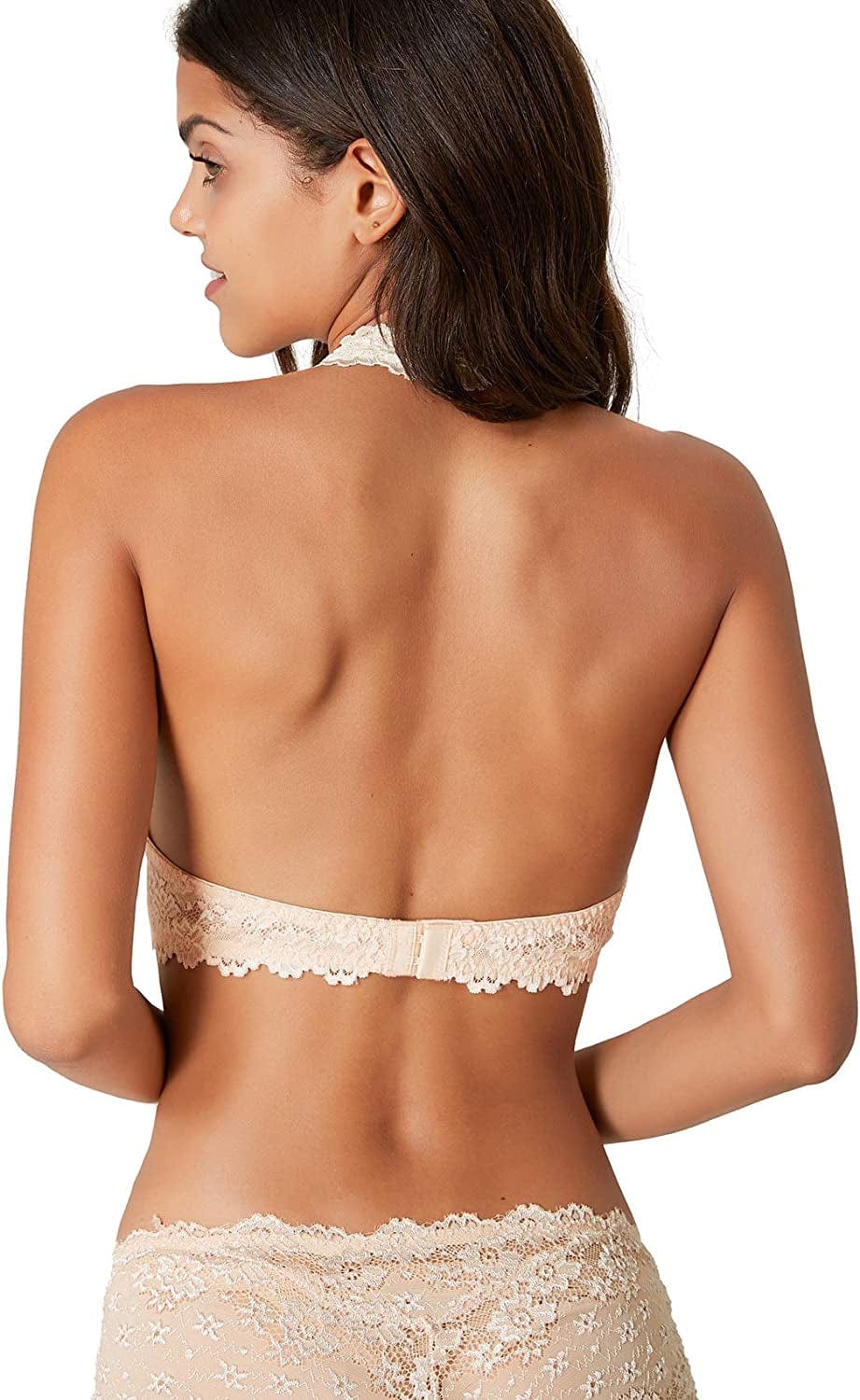 Floral Lace Halter Bralette for Women, Wireless Bra Lingerie with Removable Padded Halter Crop Top
