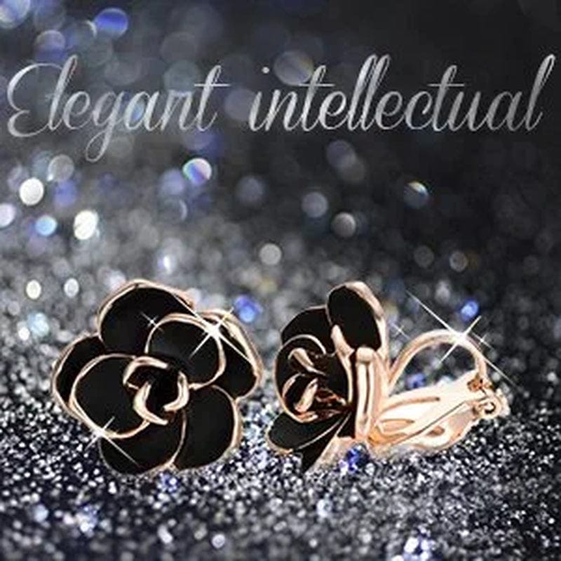 Flower Jewelry Set 18K Rose GP Sexy Flower Lacing with Rhinestones Clip Earrings&Necklace Ladies Jewelry Set