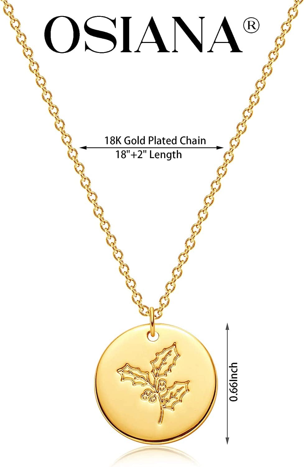 Flower Necklace for Women 18K Plated Gold Dainty Disk Disc Coin Pendant Minimalist Floral Necklace Classic Birth Flower Necklace Delicate Personalized Gift for Her