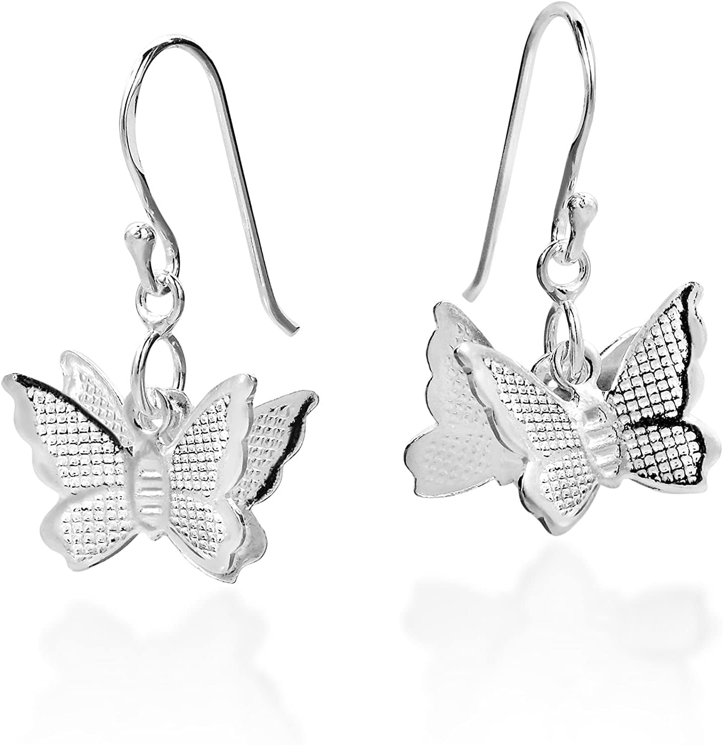 Fluttering Butterfly Charm Mobile .925 Sterling Silver Dangle Earrings