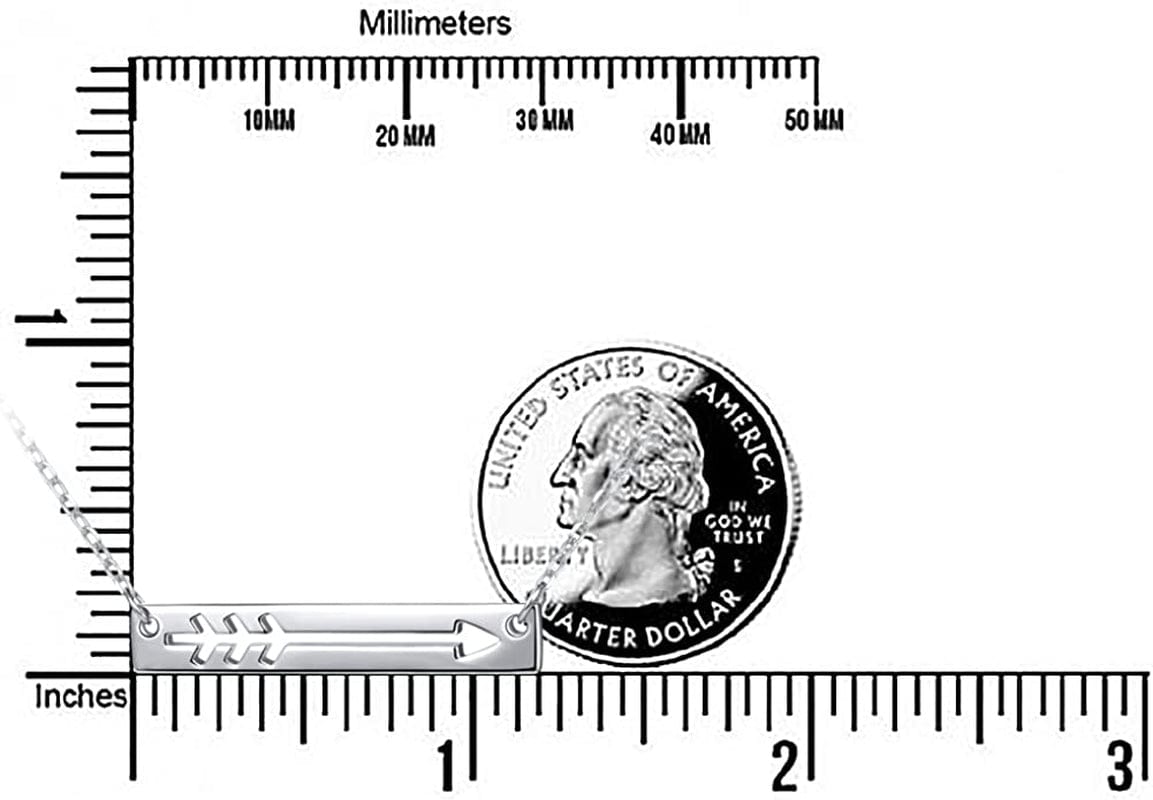 FLYOW 925 Sterling Silver Love Arrow Horizontal Sideways Minimalist Bar Pendant Necklace for Women Teen Girls Gift, 18 Inch + 2 Inch