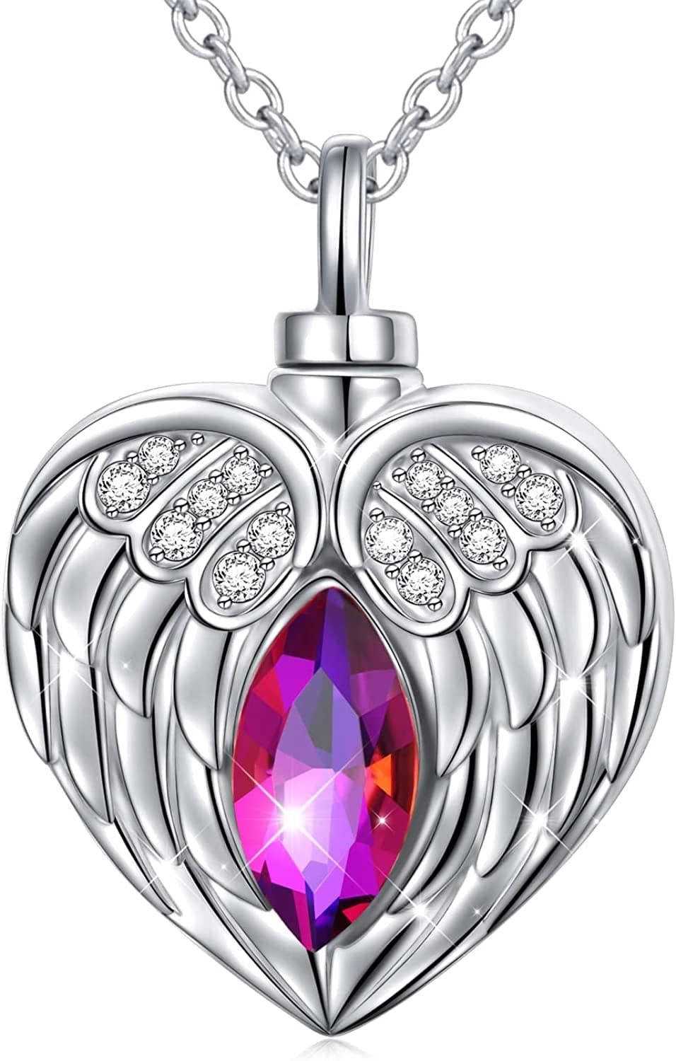 Flyow 925 Sterling Silver Memorial Necklace a Piece of My Heart Is in Heaven Pendant Jewelry in Memory of Mom Dad Grandma Grandpa Pet Baby Loss Memorial Gift Style 2 - Wing Heart Urn Necklace