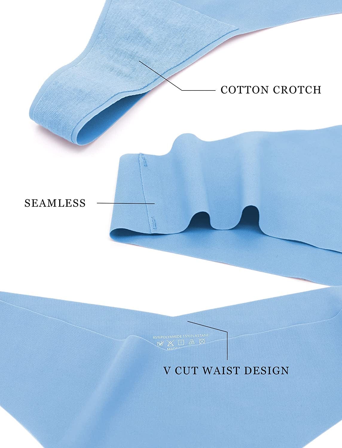 FOOT of the TREE 6 Pack Seamless Thongs for Women No Show Underwear Low Rise Hipster Panties Pack