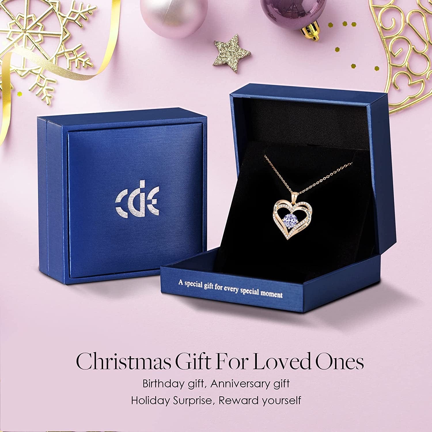 Forever Love Heart Pendant Necklaces for Women 925 Sterling Silver with Birthstone Zirconia, Christmas Birthday Anniversary Jewelry Gift for Women Wife Girls Her