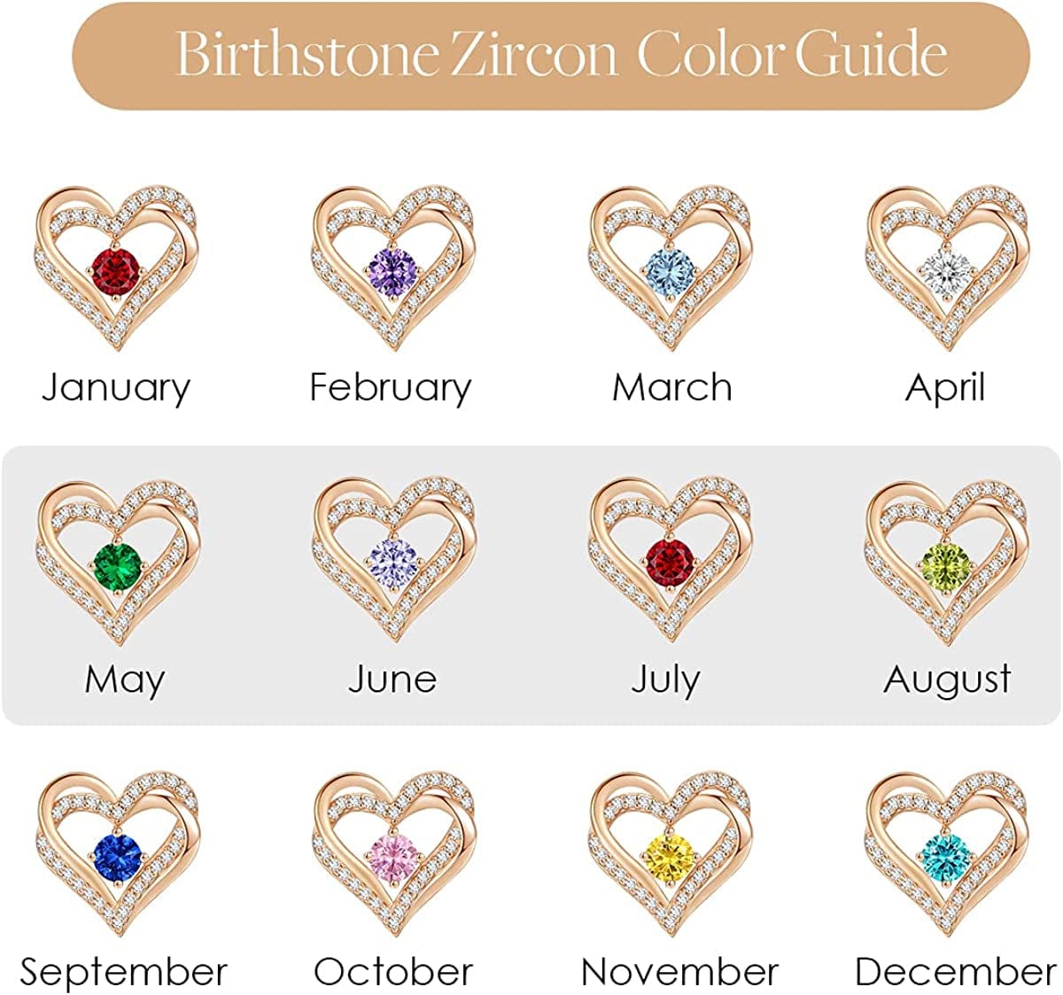 Forever Love Heart Stud Earrings 925 Sterling Silver with Birthstone Zirconia, Christmas Birthday Jewelry Gifts for Women Girls