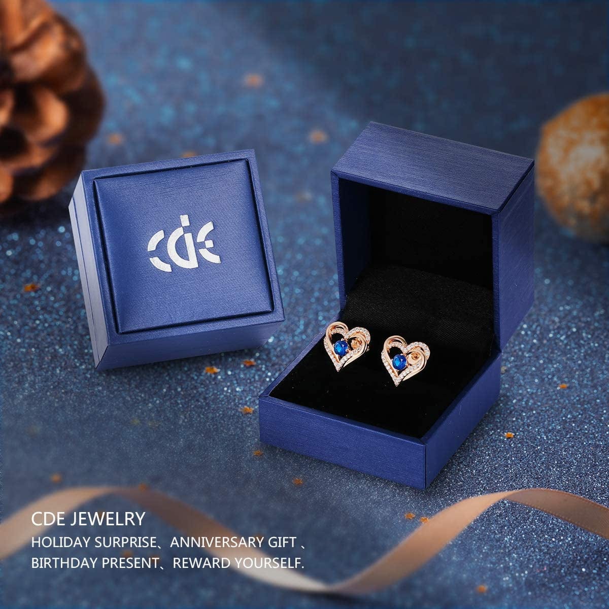 Forever Love Heart Stud Earrings 925 Sterling Silver with Birthstone Zirconia, Christmas Birthday Jewelry Gifts for Women Girls