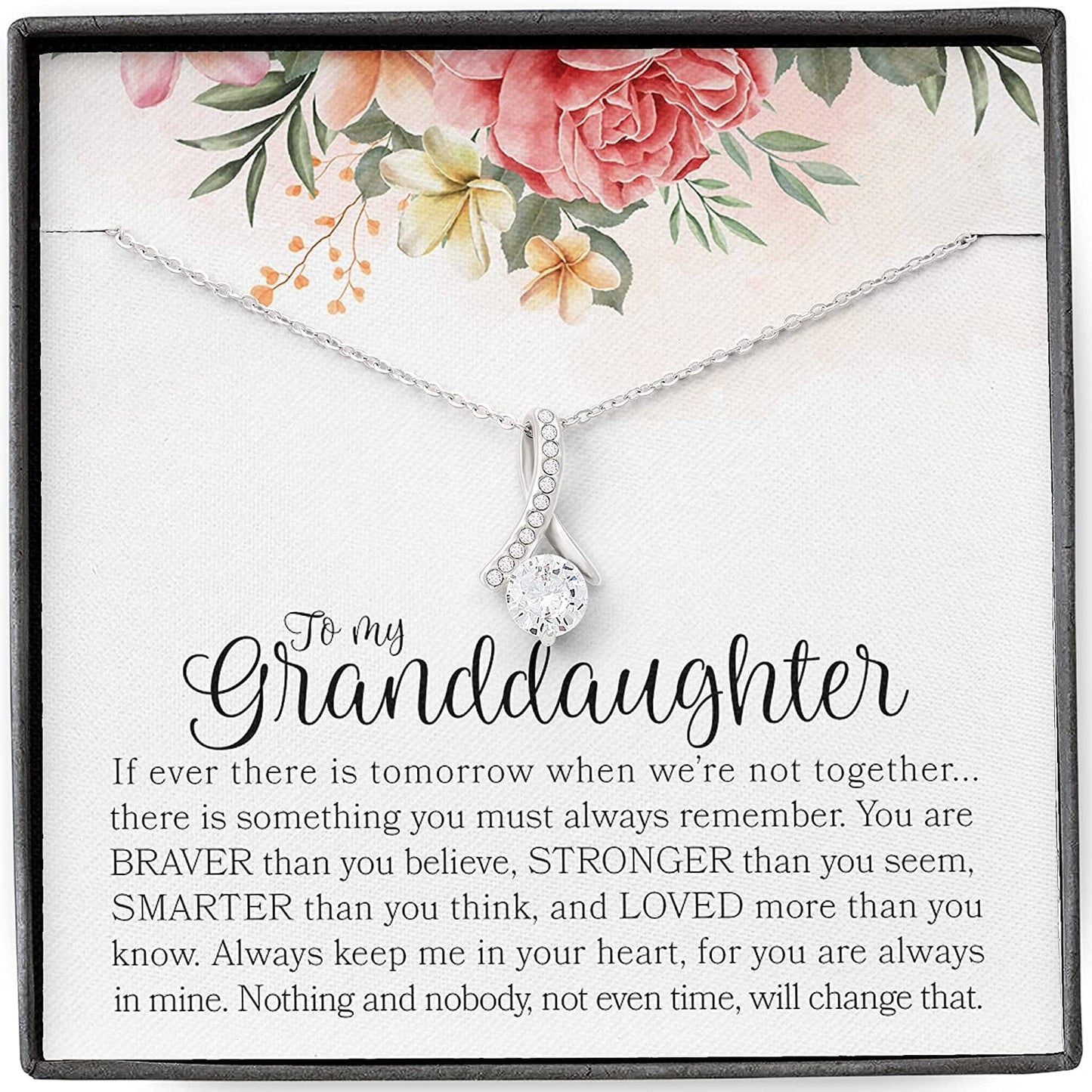 Forever Loved Granddaughter Gifts from Grandma Grandpa Interlocking Hearts Necklace - Granddaughter Necklace Card Message Gifts for Granddaughter with Inspirational Quotes! Alluring Beauty Necklace