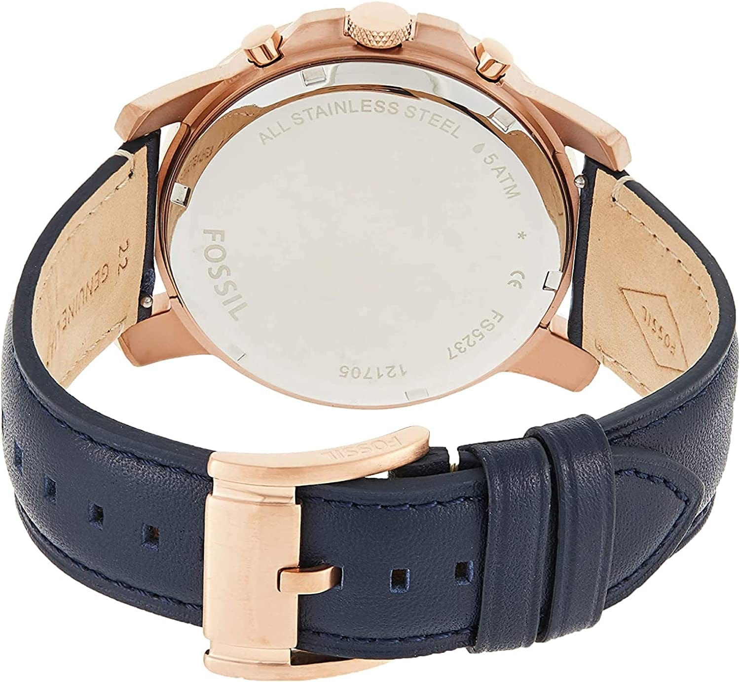 Fossil Men'S Grant Sport Stainless Steel and Leather Chronograph Quartz Watch rose gold