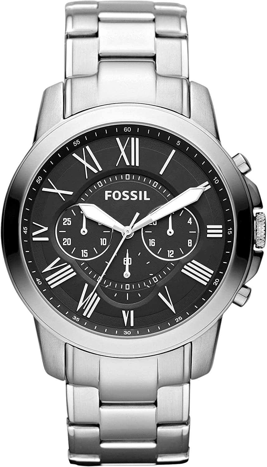 Fossil Men'S Grant Stainless Steel Quartz Chronograph Watch Silver