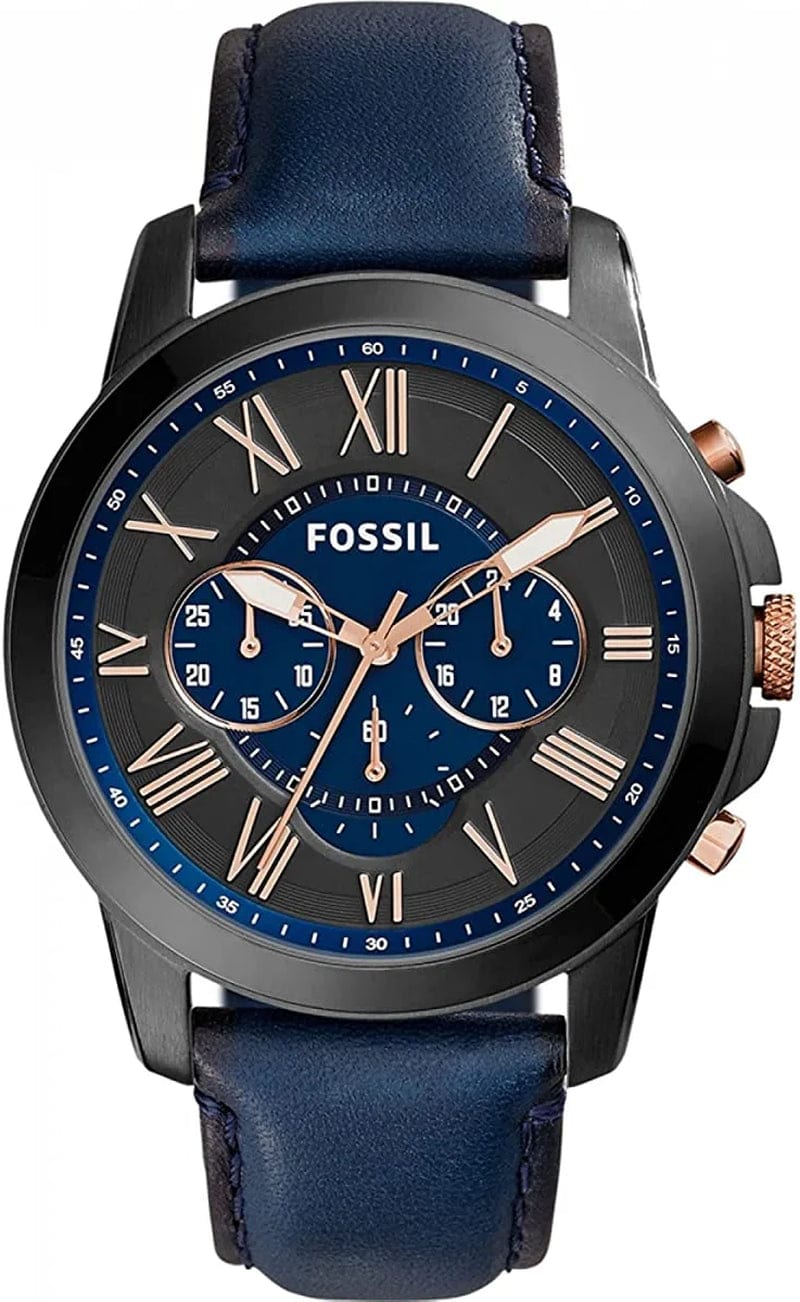 Fossil Men'S Grant Stainless Steel Quartz Chronograph Watch Blue/Black
