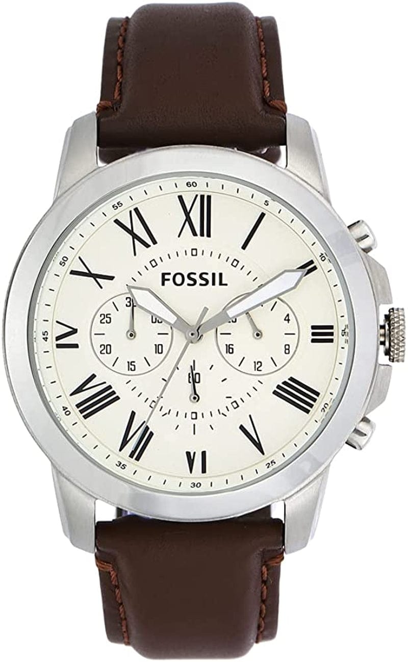 Fossil Men'S Grant Stainless Steel Quartz Chronograph Watch Brown/Silver