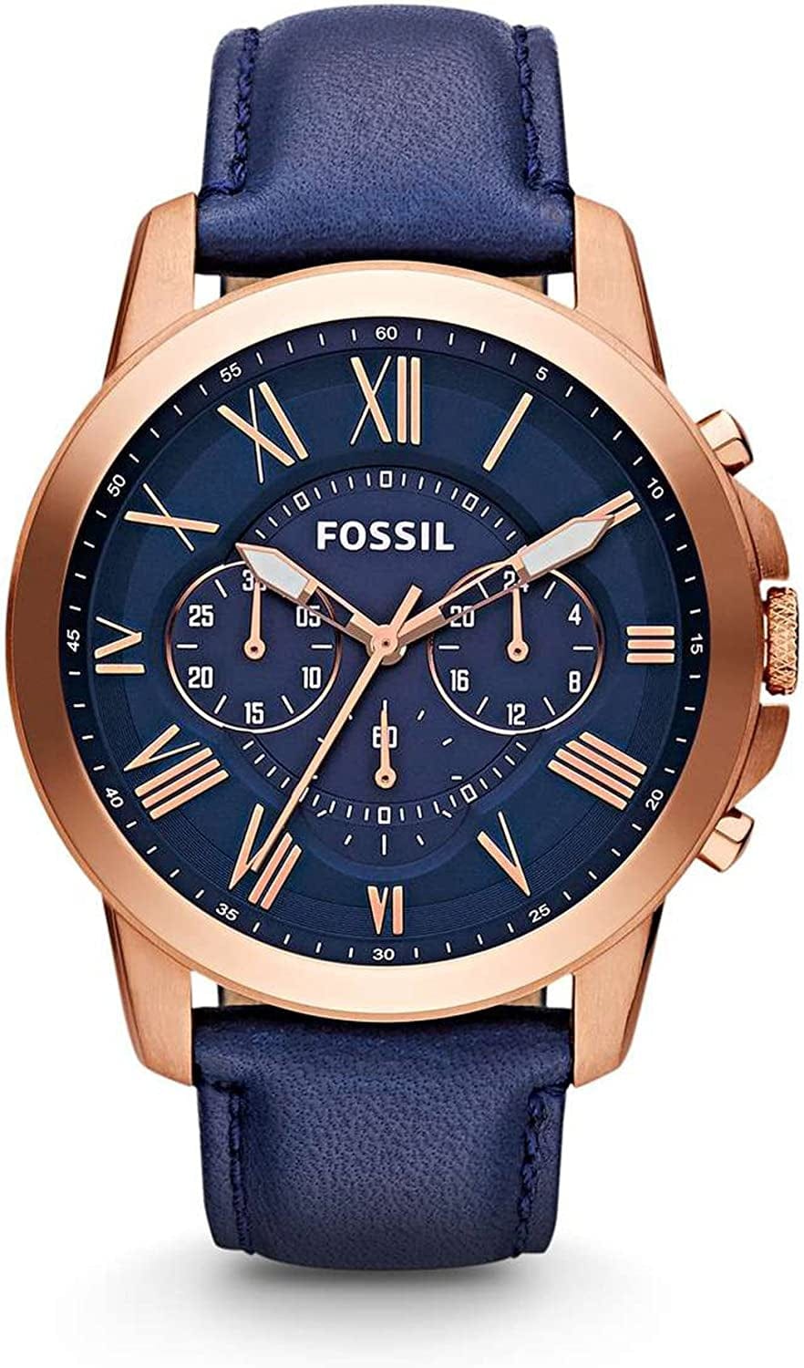 Fossil Men'S Grant Stainless Steel Quartz Chronograph Watch Blue/Rose gold